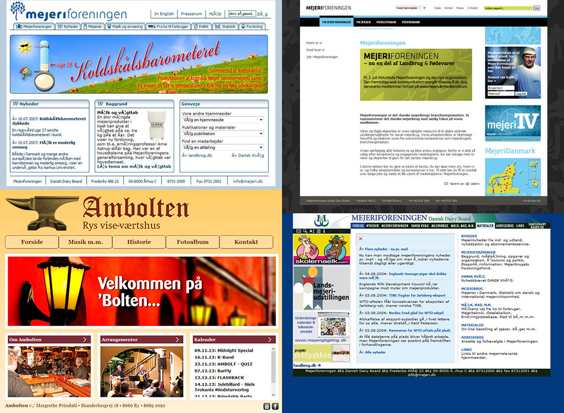 Nogle varianter af mejeri.dk og det lokale værtshus